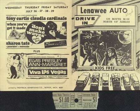 Lenawee Drive-In Theatre - Flyer And Ticket Stub